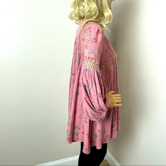 Free People Boho Floral Blouse | Pink | Size Small - Picture 8 of 14